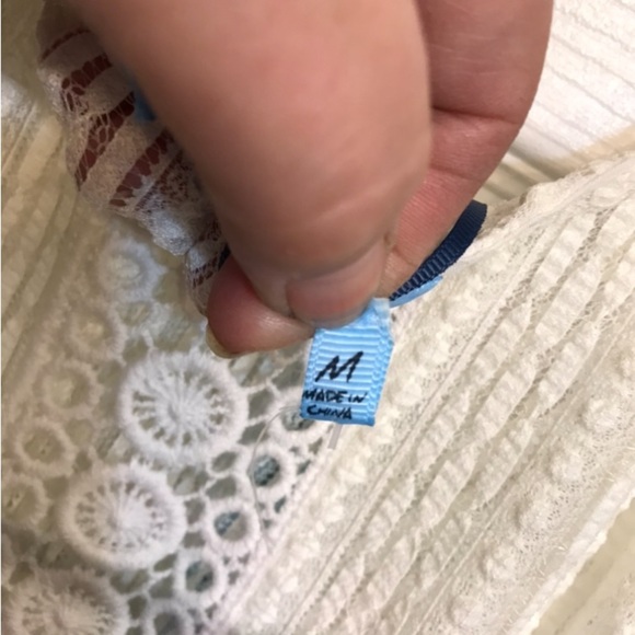 Solitare Swim size medium semi sheer Ivory lace cover up high low dress NWT - Picture 14 of 16